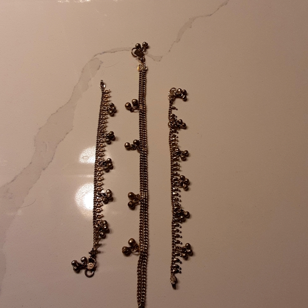 3 lndian style Anklets plus earrings